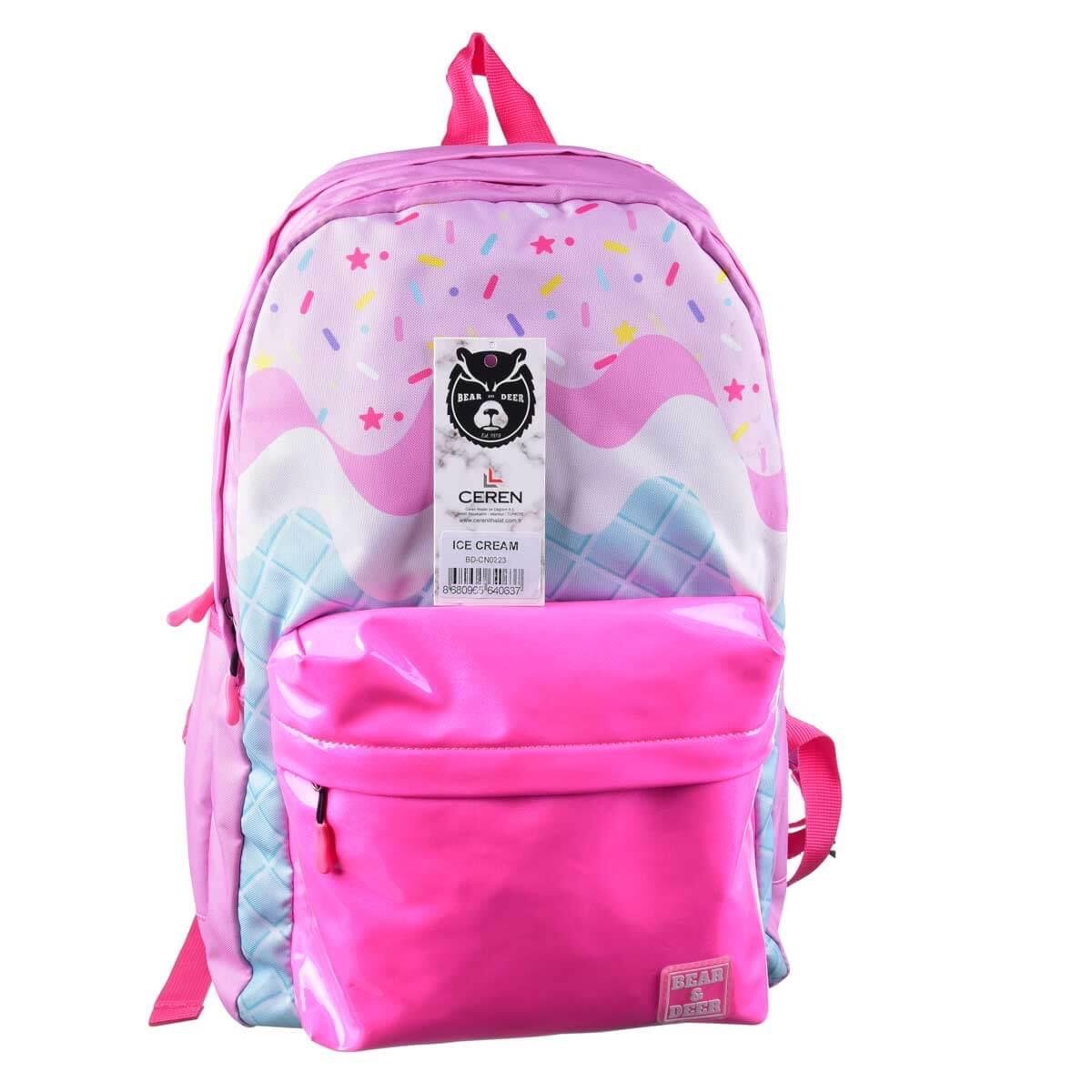 Bear & Deer Ice Cream Pembe Çift Gözlü Sırt Çantası BD-CN0223 Bear & Deer BD CN0223