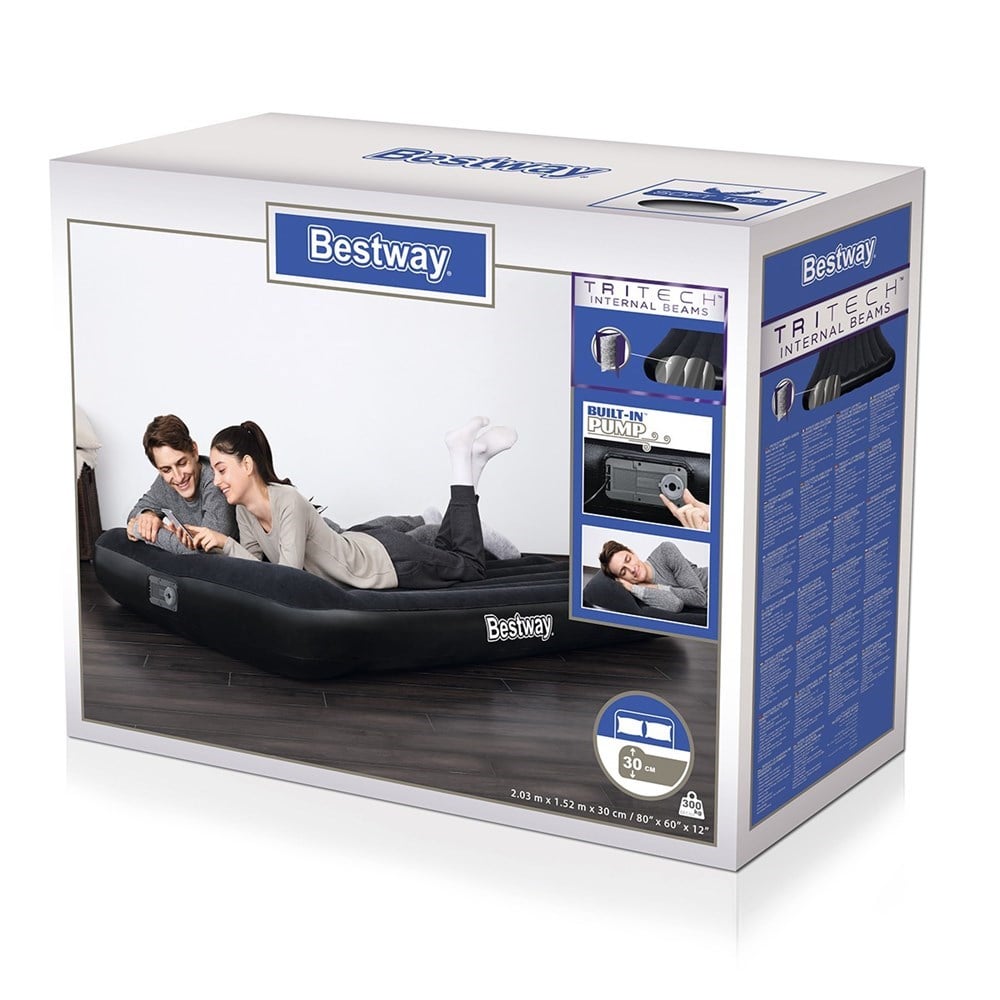 Bestway 203X152X30Cm Dahili Pompalı Şişme Yatak Siyah Bestway BW67464