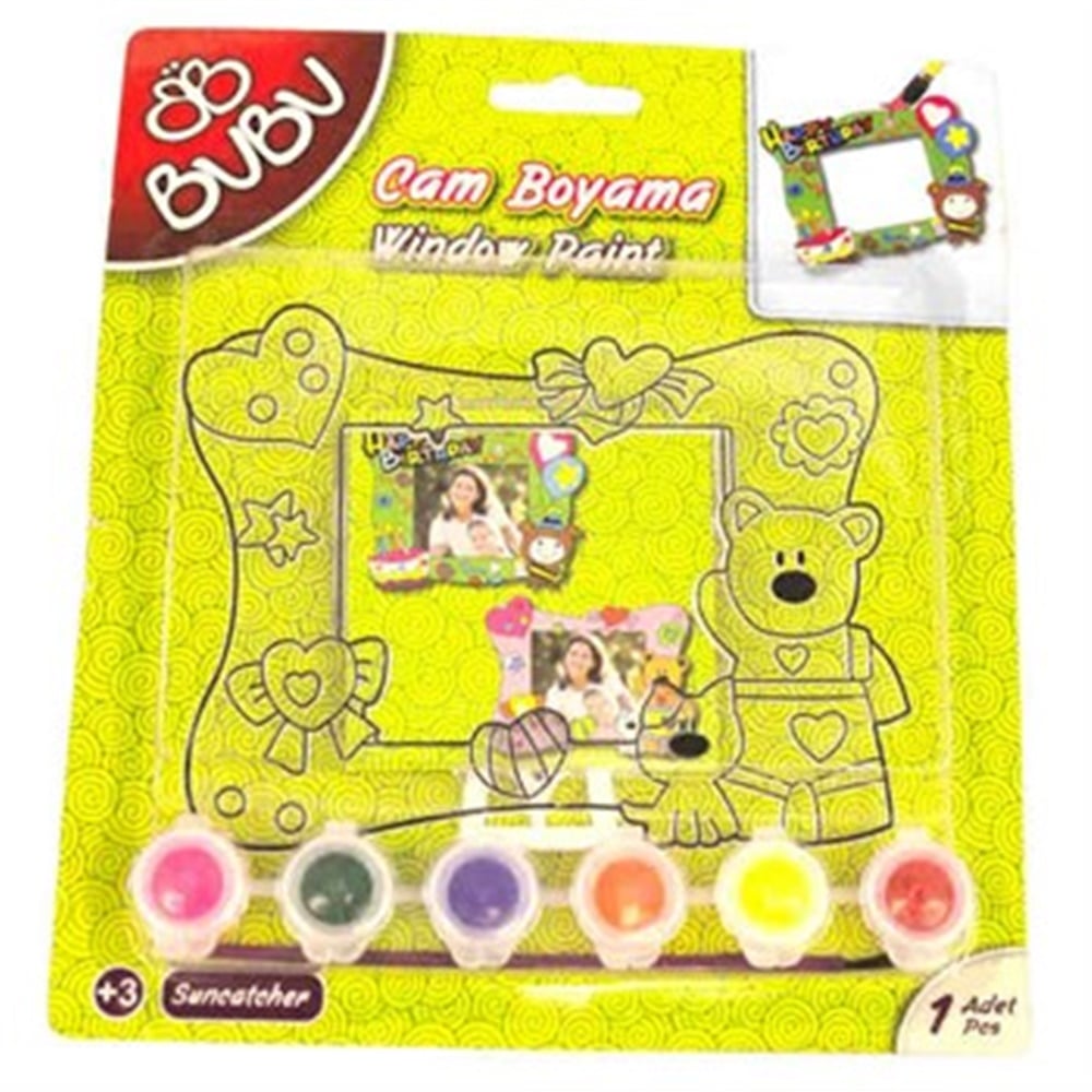 Bubu Cam Boyama Seti Çerceve Şekilli