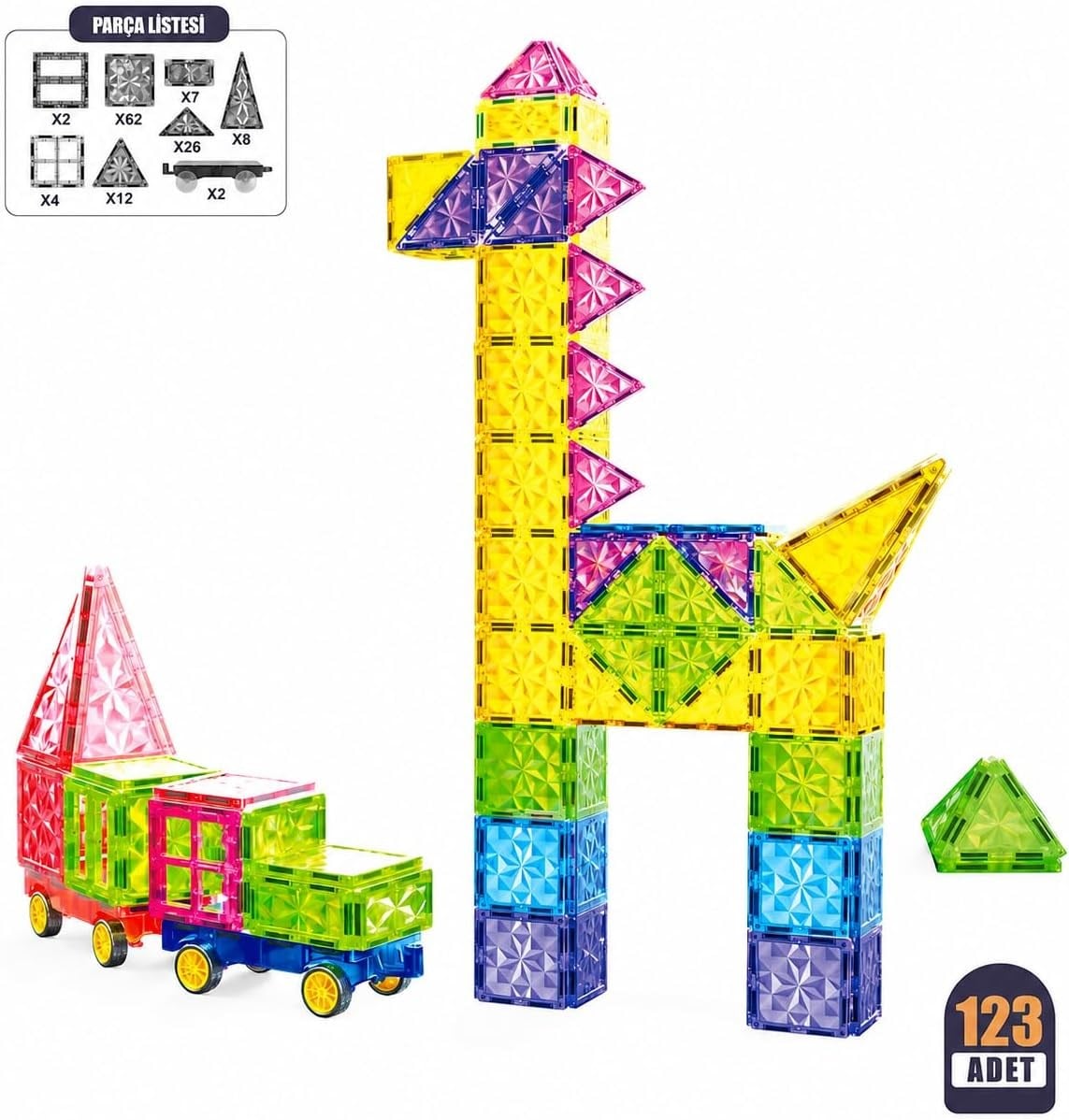 VARDEM 123 PARCA 7.5 CM MANYETIK YAPI BLOKLARI CPL088 Diğer VAR CPL088