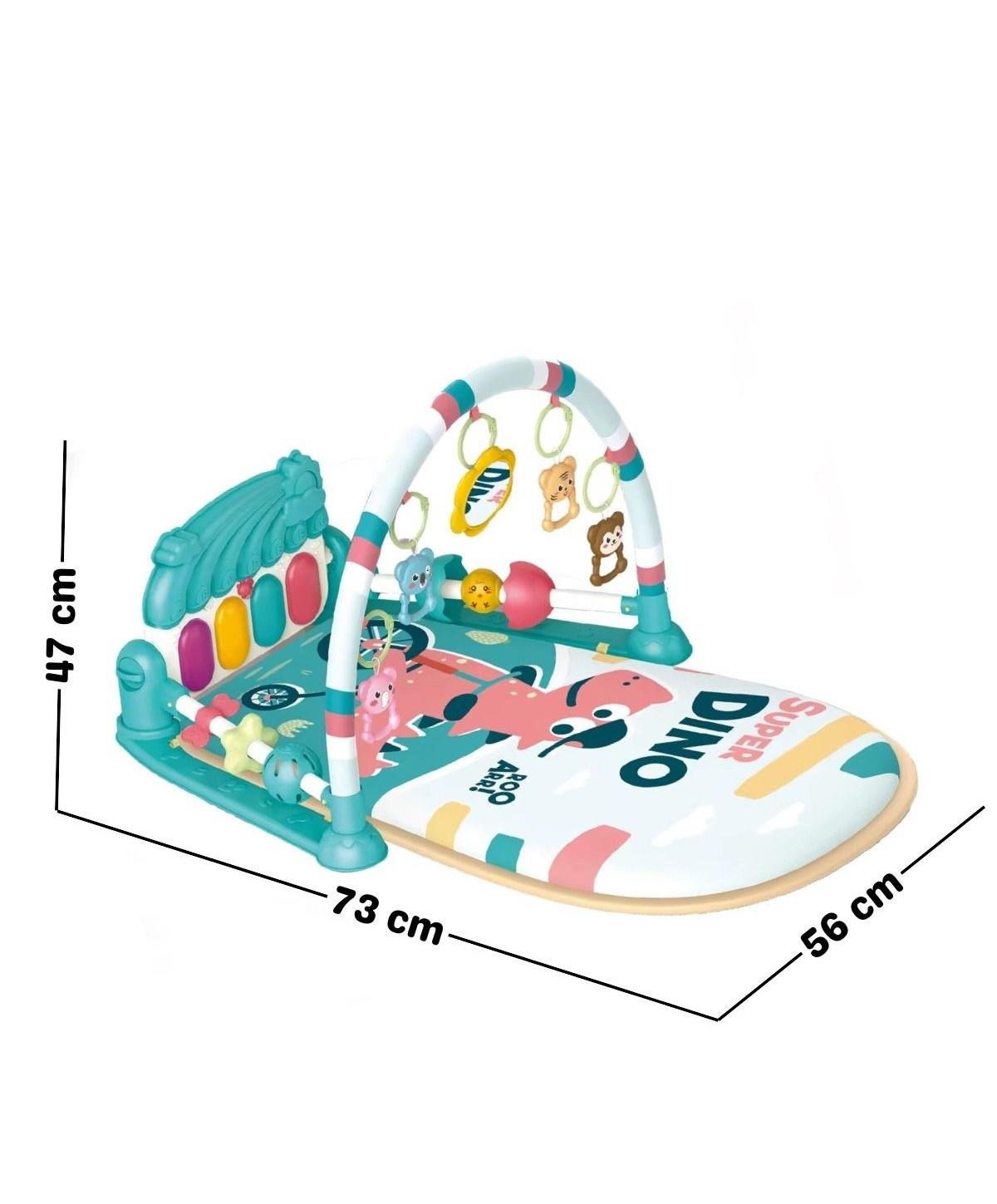 Vardem Bebek Oyun Halısı (Piyanolu Gökkuşağı Dinozor Desenli) Turkuaz Vardem BIB 698 79
