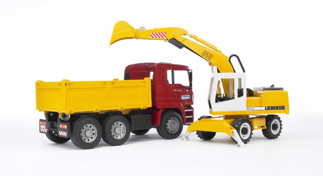 BRUDER MAN DAMPERLI KAMYON VE LIEBHERR EKSKAVATOR 02751 Diğer BR02751