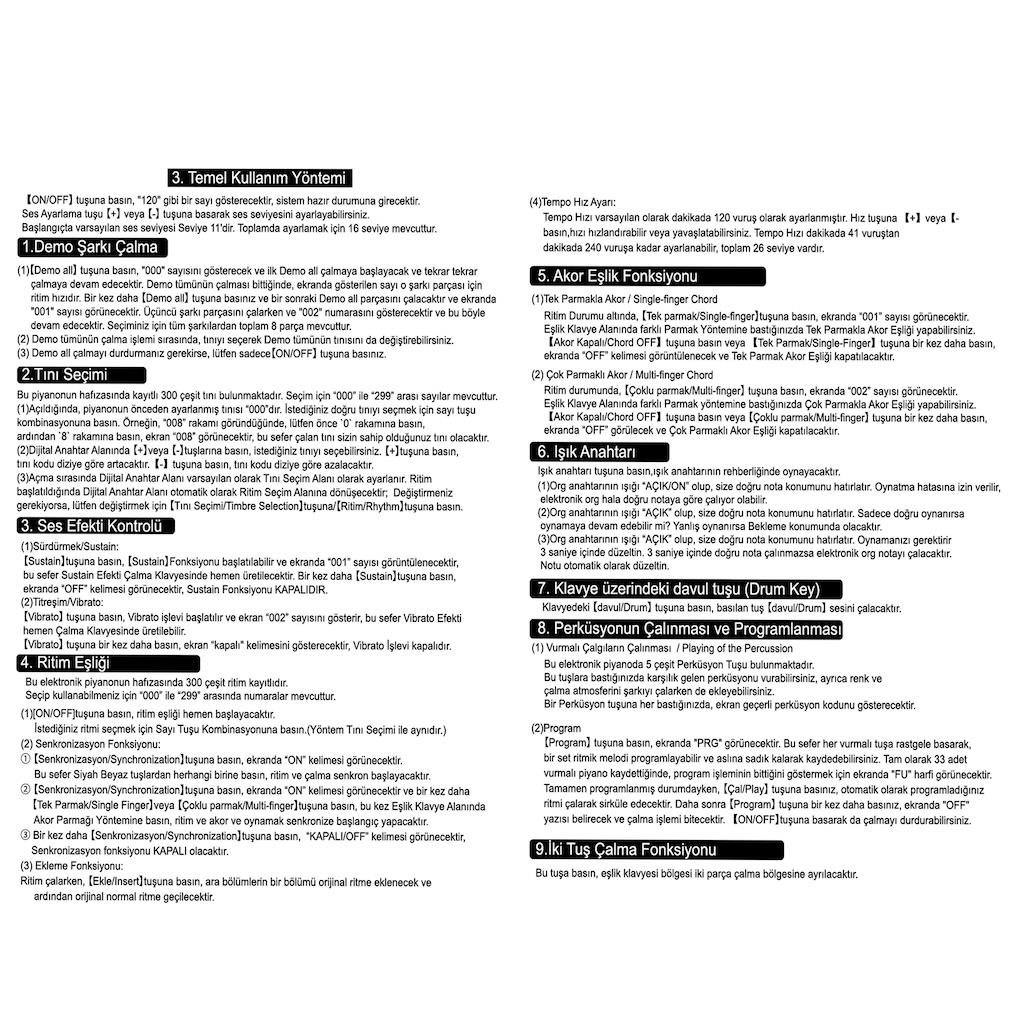 VLEKTRO 61 TUSLU ISIKLI BUYUK BOY ELEKTRONIK GITAR Diğer TFL 328 21