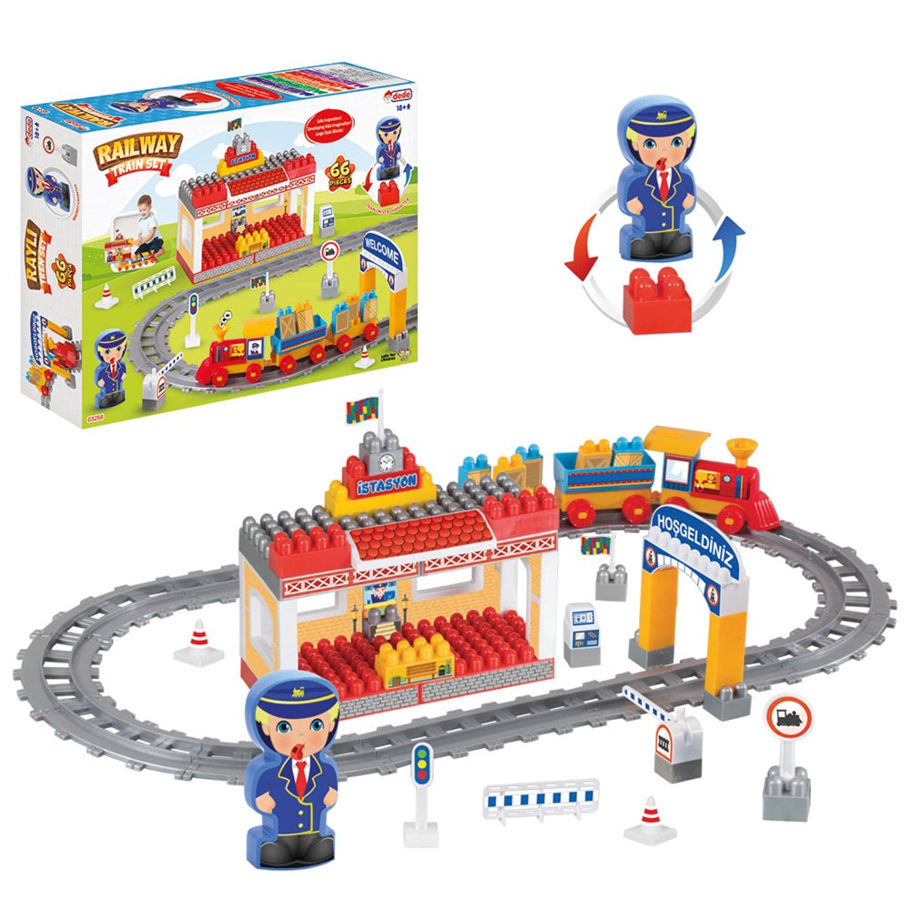 Raylı Tren Seti Bloklar 66 Parça Dede FEN 03258