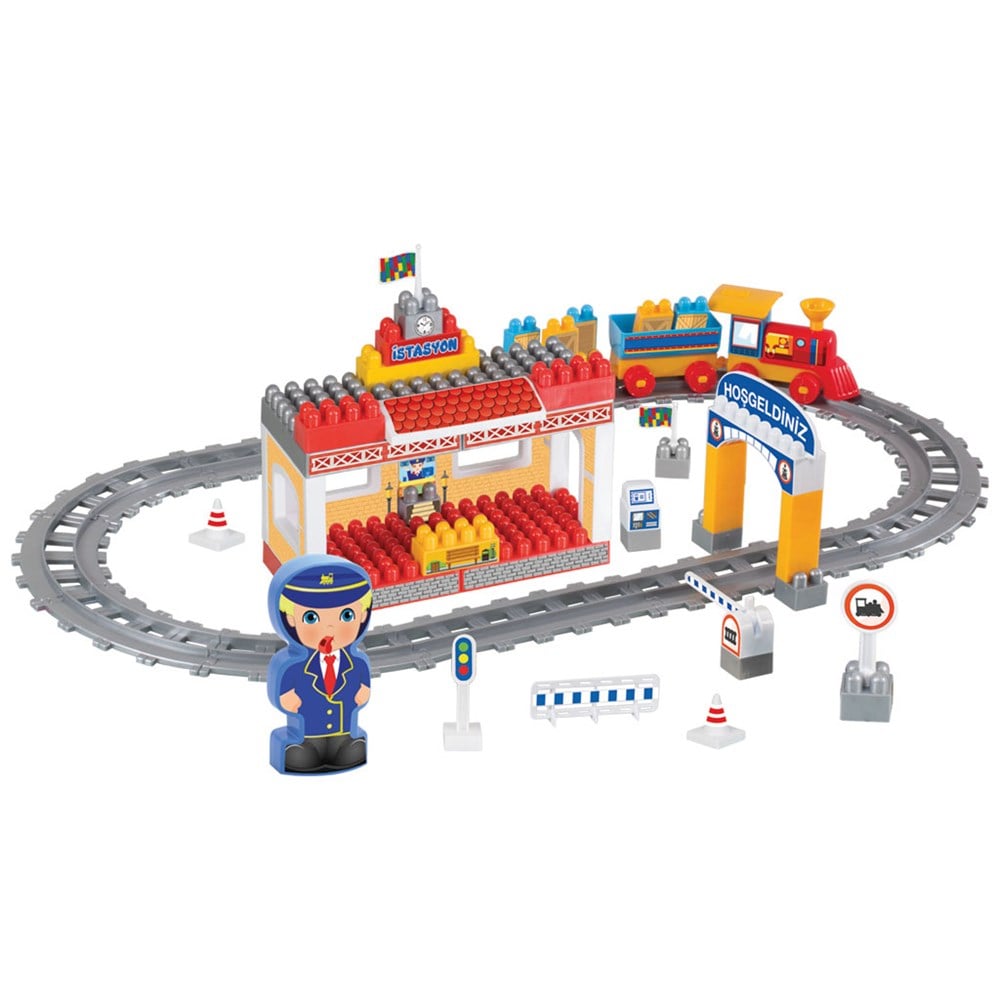 Raylı Tren Seti Bloklar 66 Parça Dede FEN 03258