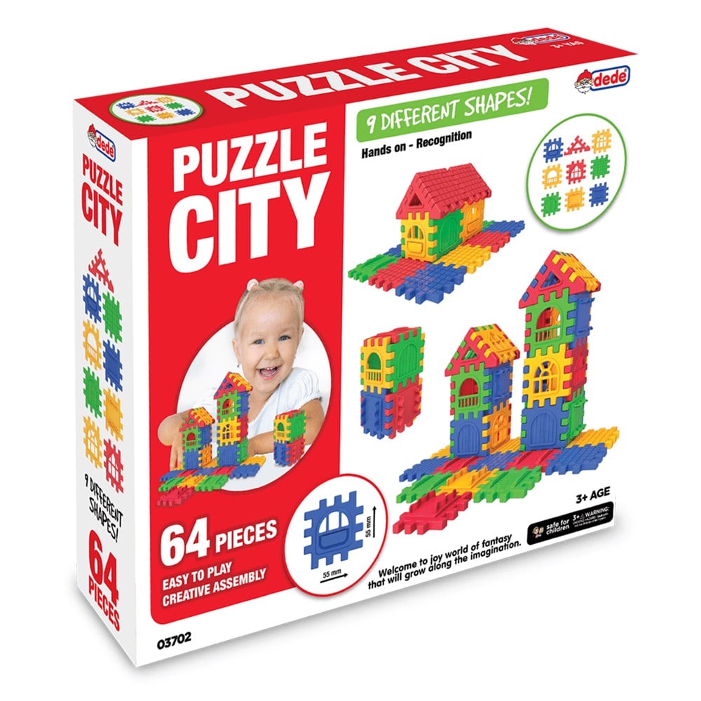 Dede Puzzle City 3D Yapı ve Tasarım Blokları 64 Parça Dede FEN 03702