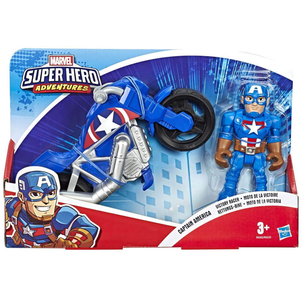 MARVEL SUPER HERO ADVENTURES MEGA FIGUR VE MOTOSIKLET CAPTAIN AMERICA E6225-E62612 Diğer E6262