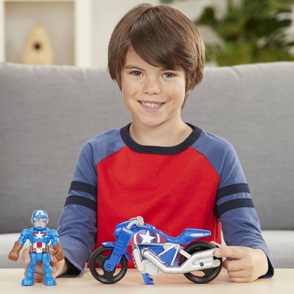 MARVEL SUPER HERO ADVENTURES MEGA FIGUR VE MOTOSIKLET CAPTAIN AMERICA E6225-E62612 Diğer E6262