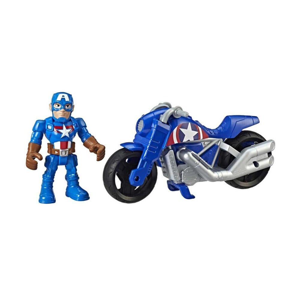 MARVEL SUPER HERO ADVENTURES MEGA FIGUR VE MOTOSIKLET CAPTAIN AMERICA E6225-E62612 Diğer E6262