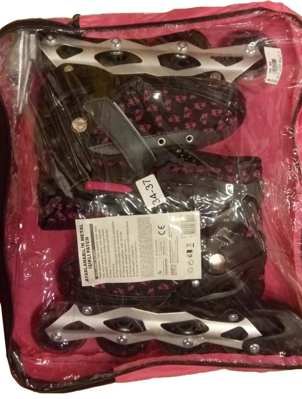 Metal Ayarlanabilir Işıklı Paten Pembe 3 Diğer FR39092 P