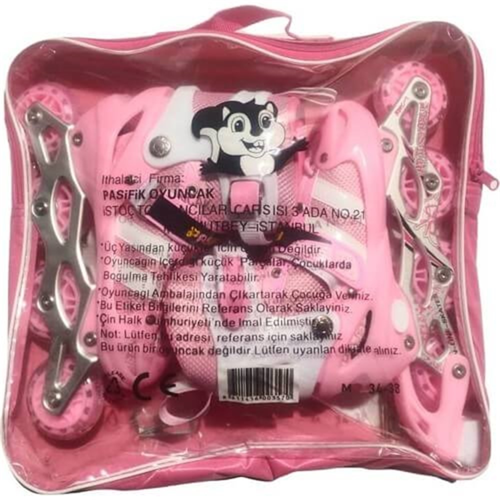 Ayarlanabilir Işıklı Silikon Tekerlekli Paten 29-33 Pembe Diğer PSF H8136 3 S P