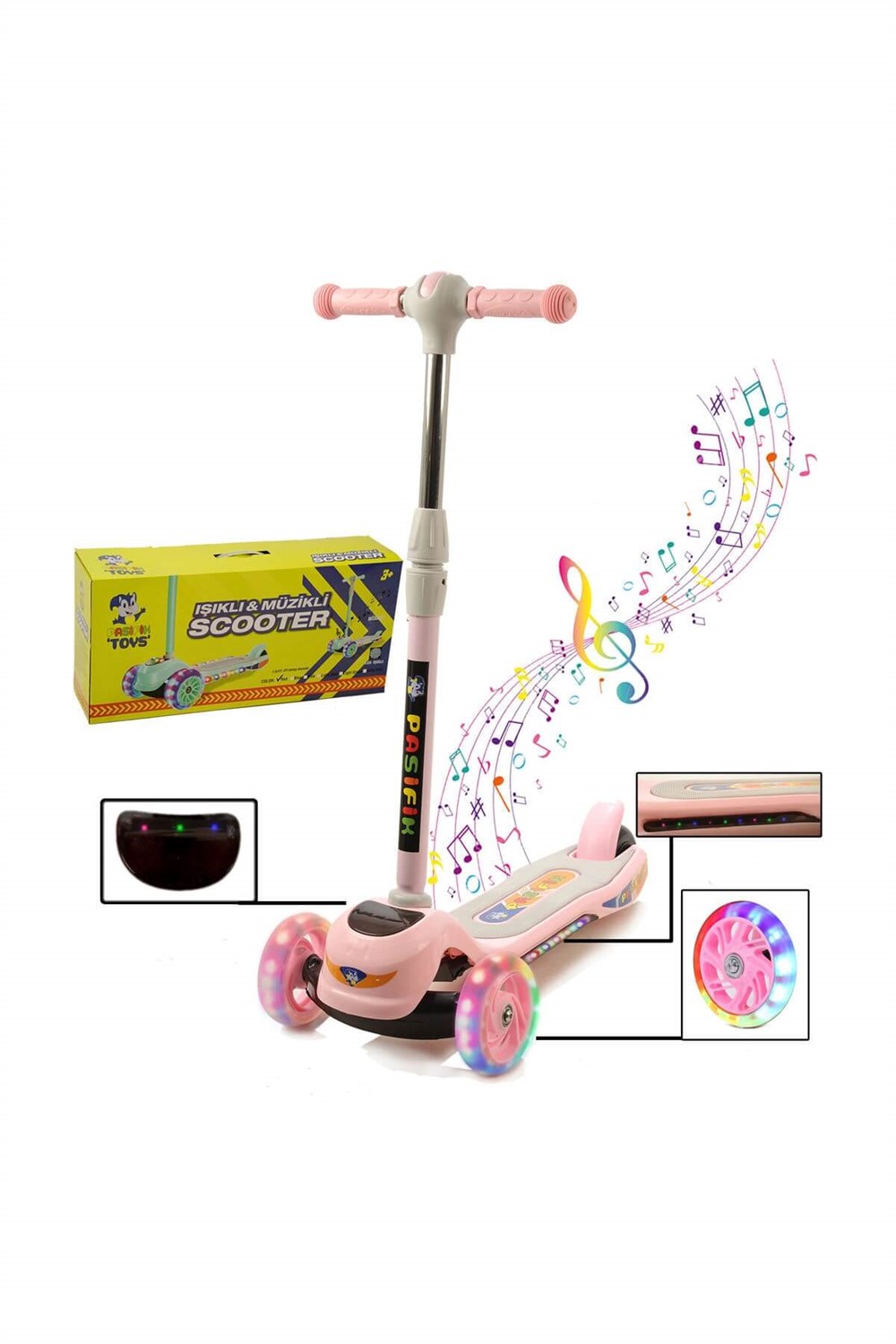 ISIKLI MUZIKLI SCOOTER PEMBE Diğer PSF519 P