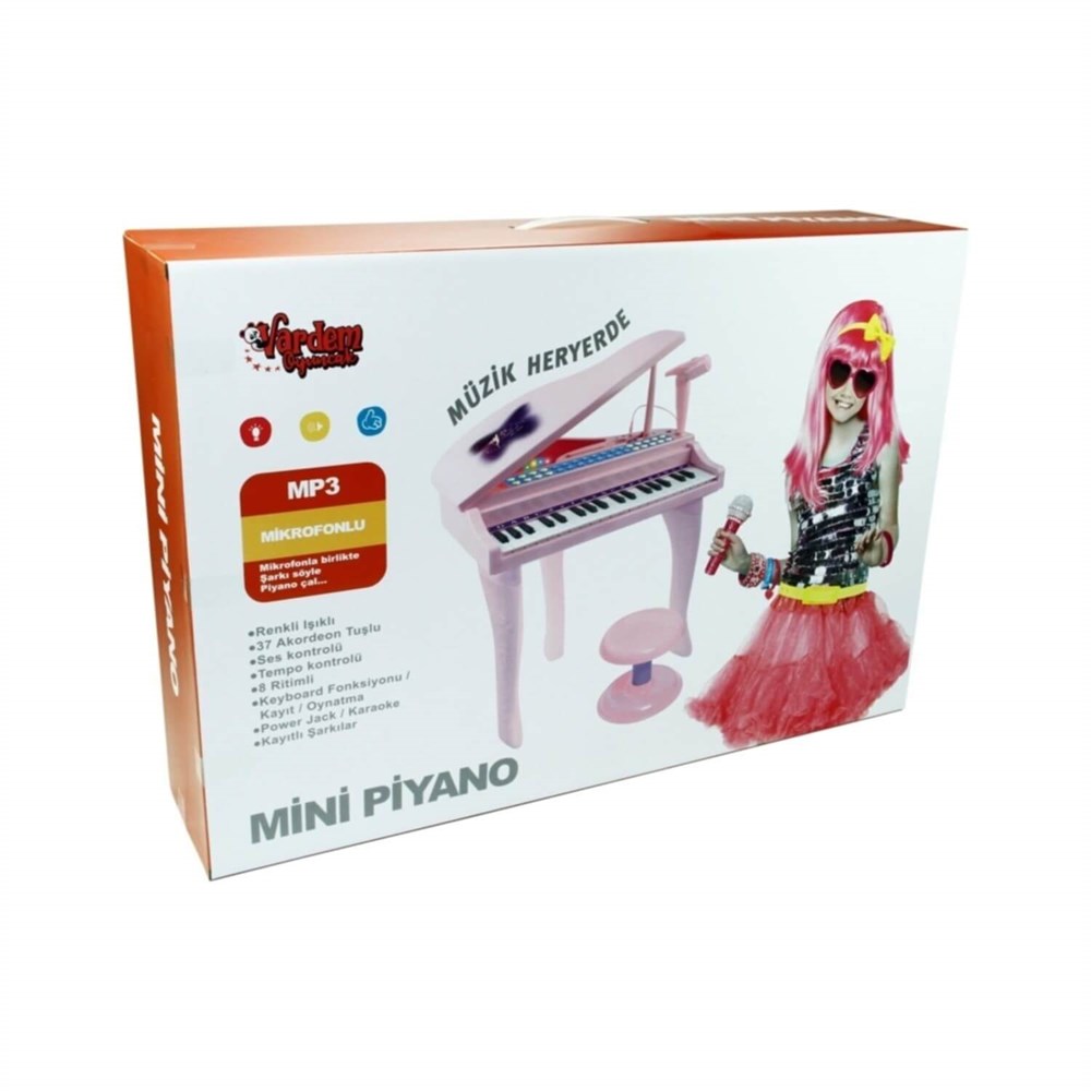 37 TUSLU PIANO MIKROFONLU VE TABURELI PEMBE Diğer SM 88022 P
