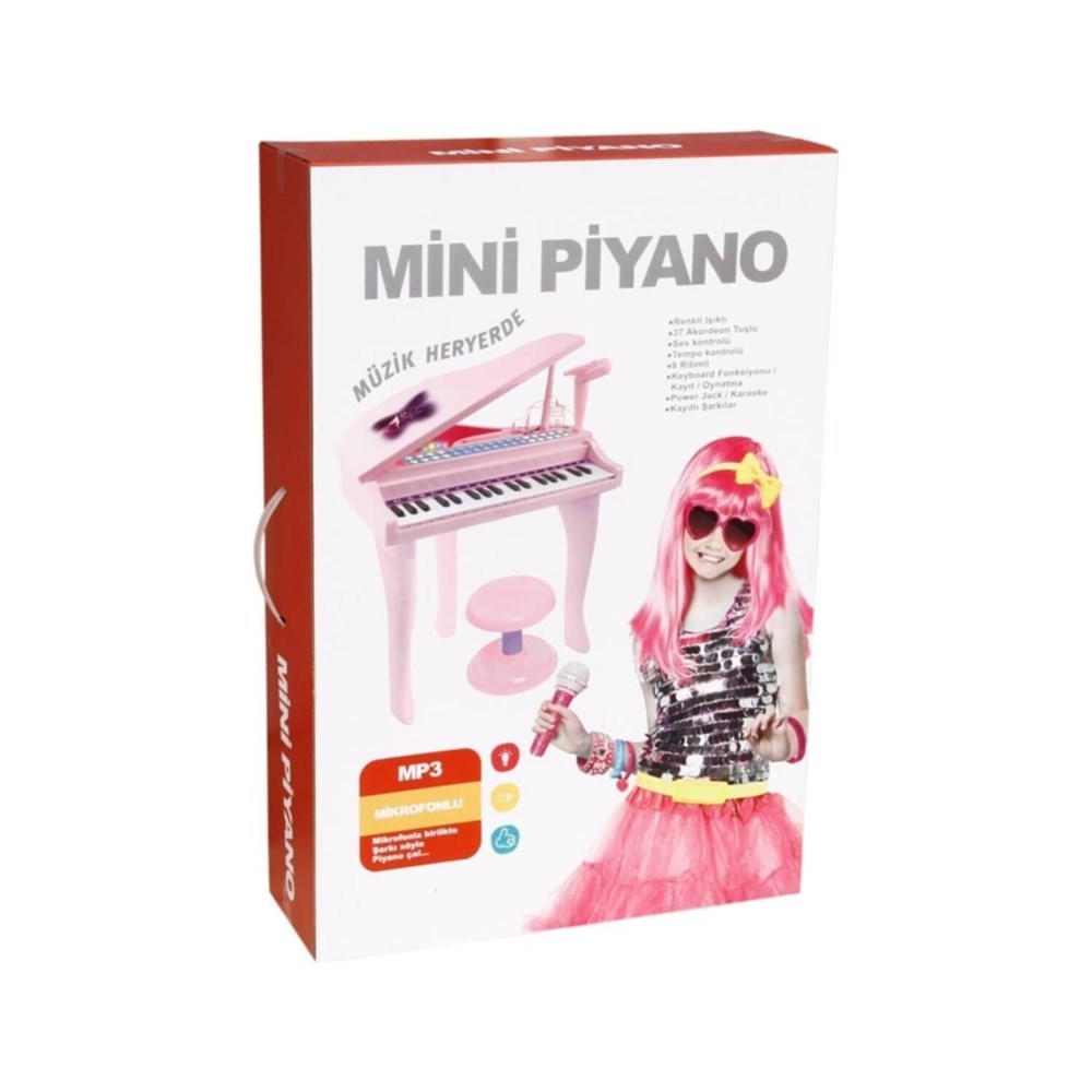 37 TUSLU PIANO MIKROFONLU VE TABURELI PEMBE Diğer SM 88022 P