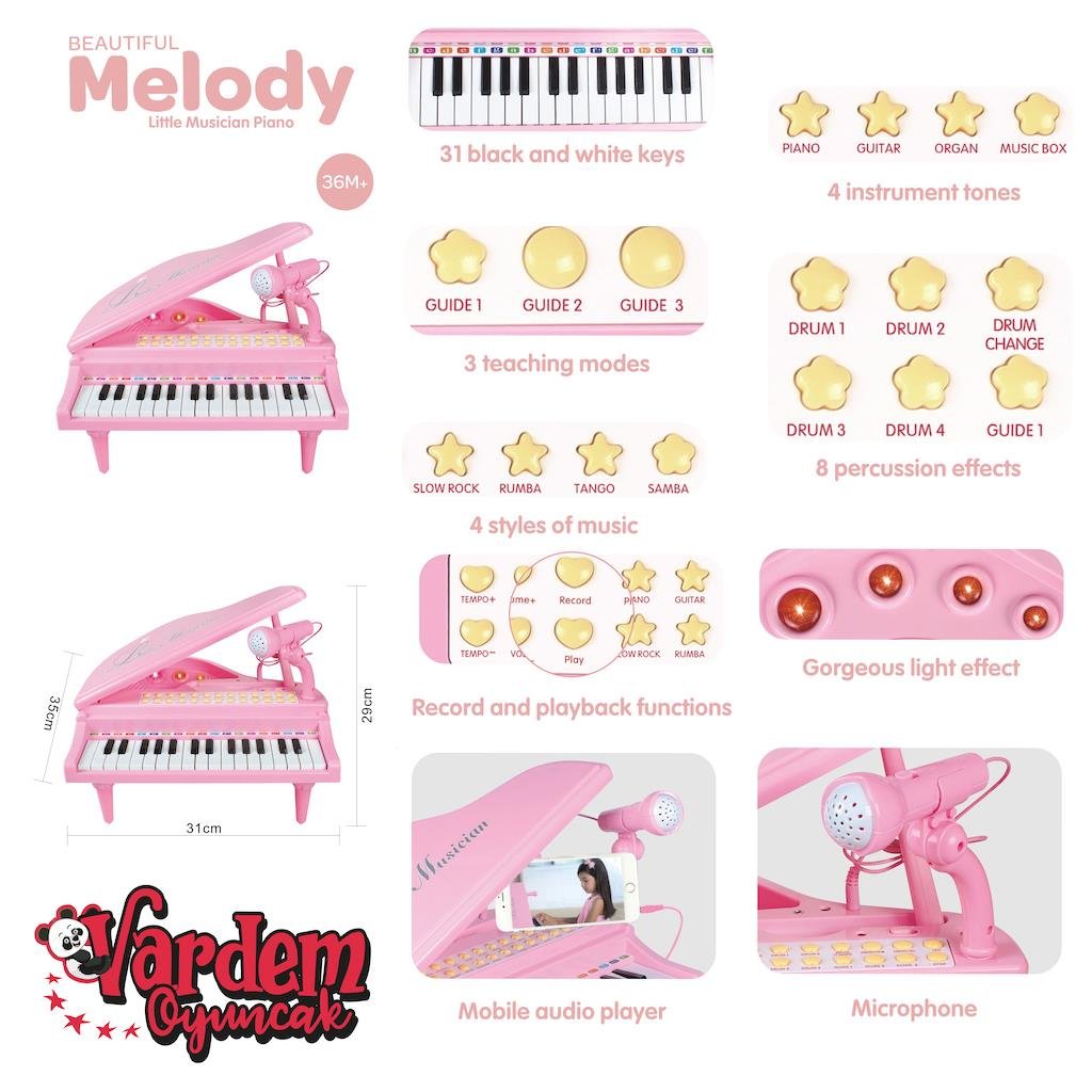 MIKROFONLU 31 TUSLU MP3 CALAR PIYANO PEMBE Diğer VAR 1505A P