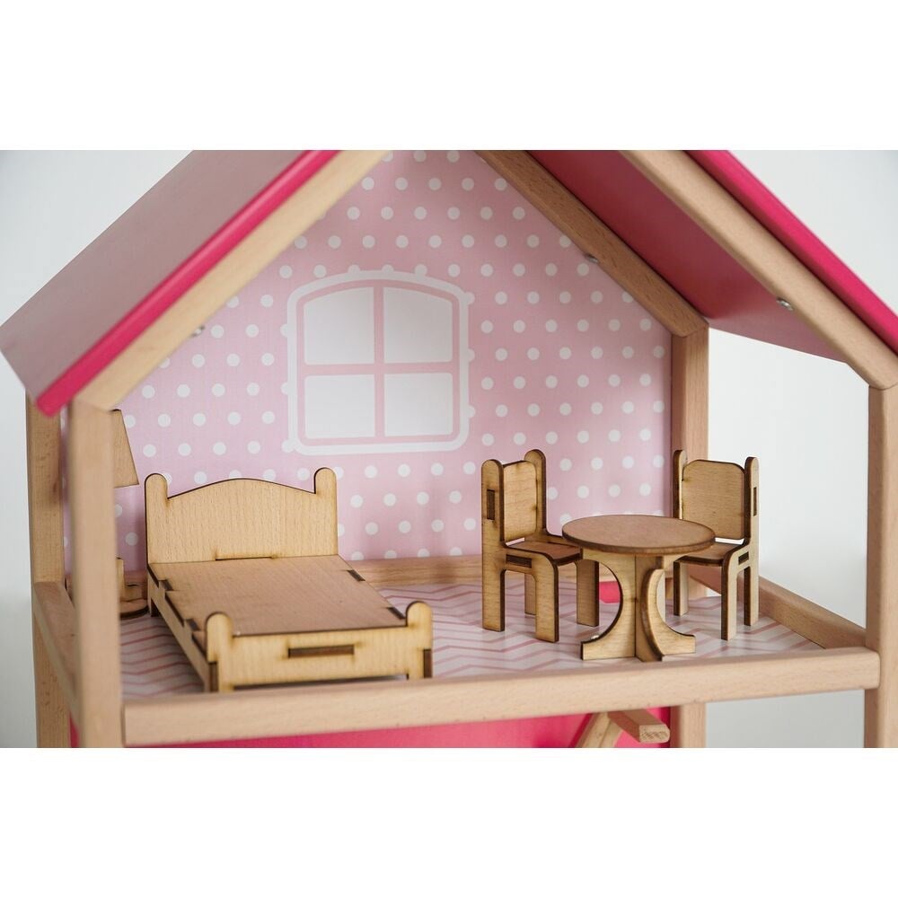 Ahşap Merdivenli Ev Pembe Diğer VVK010001