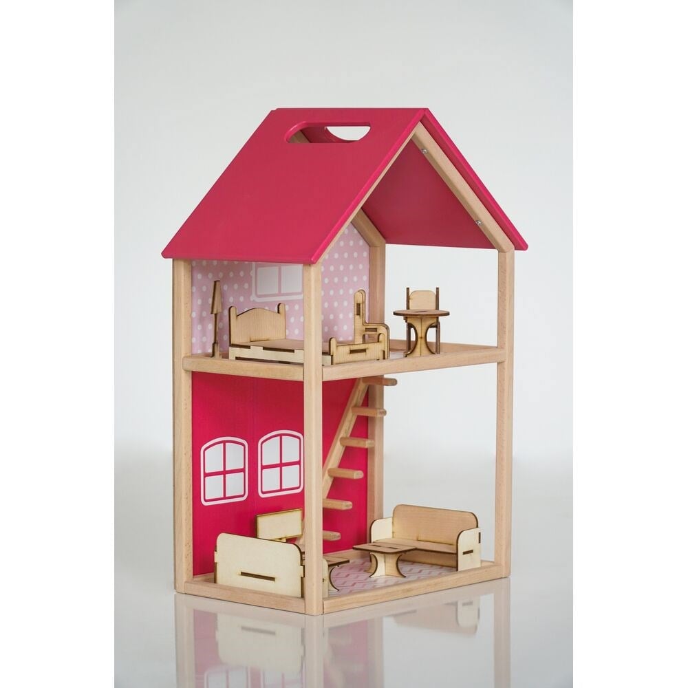 Ahşap Merdivenli Ev Pembe Diğer VVK010001