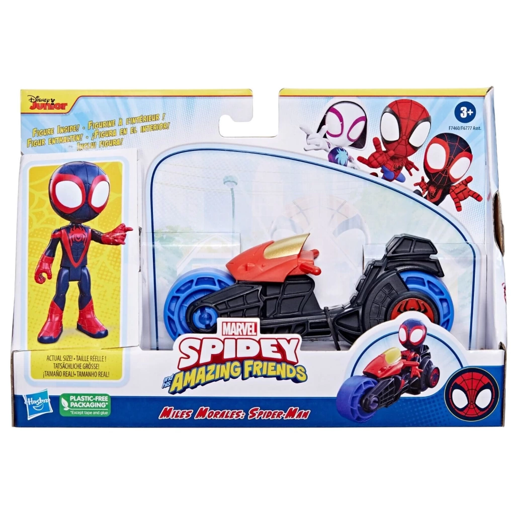 Spider And His Amazing Friends Motosiklet ve Figür Miles Morales Spider Man F6777-F7460 Hasbro F7460