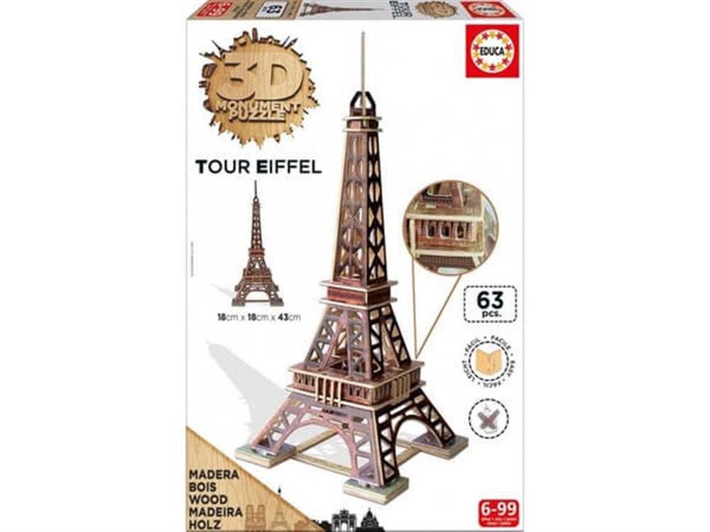 Educa 3D Puzzle 63 Parça Monument Puuzle Tour Eıffel Educa HD 16998