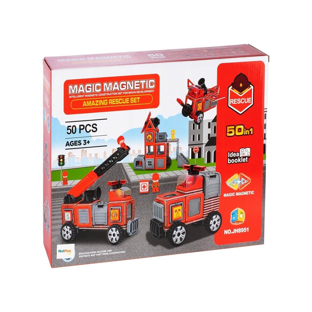 Magnetik 50 Parça İtfaiye Seti Kızılkaya JH8951