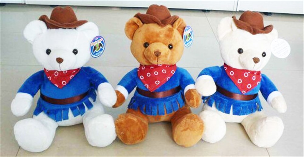 Peluş Fularlı Kovboy Ayı Kızılkaya KZL DF S7074