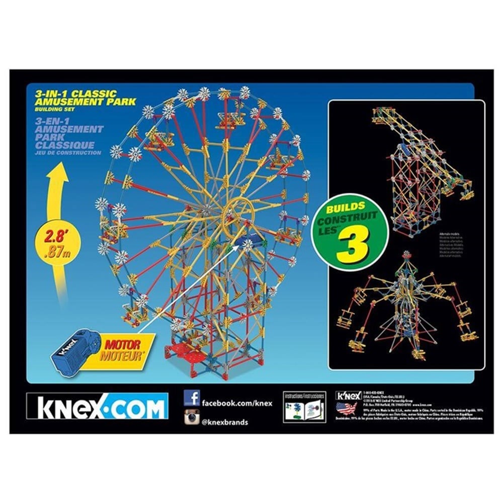 K’Nex 3-in-1 Klasik Lunapark Seti (Motorlu) Thrill Rides Knex 17035