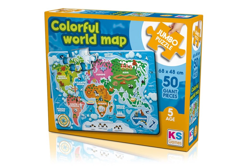 Ks Games Colorful World Map 50 Parça Jumbo Boy Puzzle KS Puzzle JP 31015