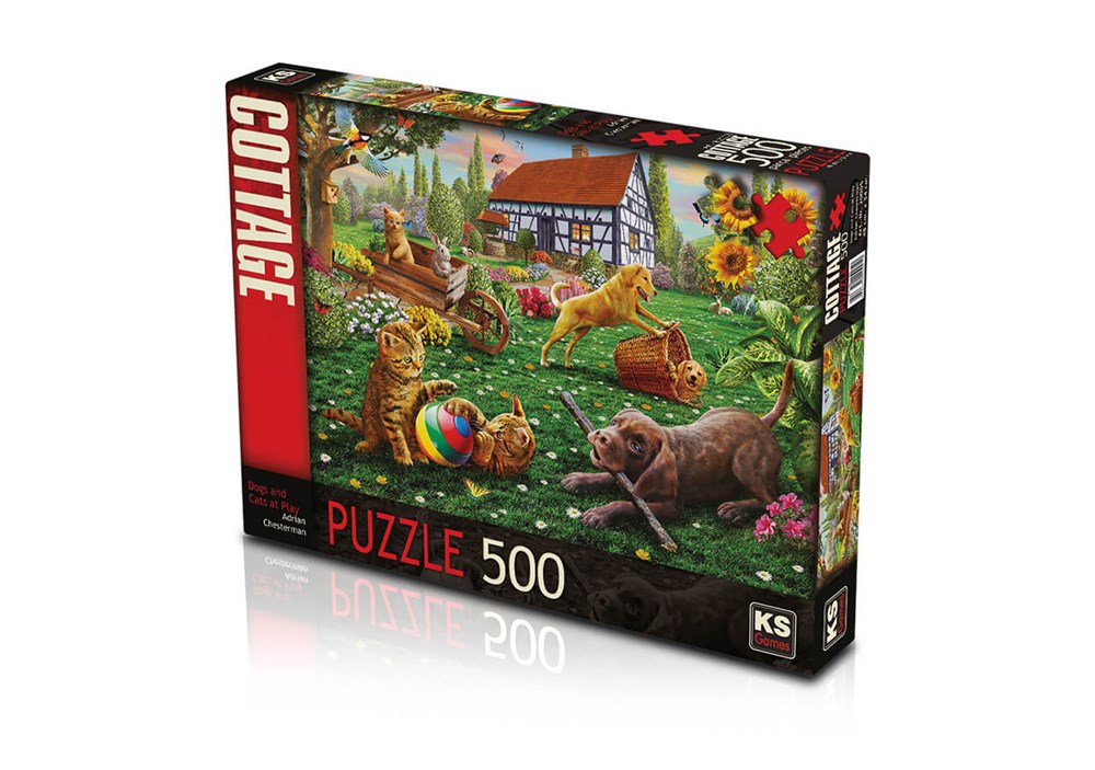 KS 500 Parça Puzzle Dogs And Cats At Play KS Puzzle KS 20005