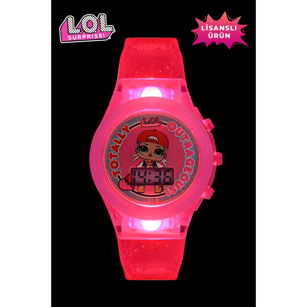 MiniFlak Lisanslı L.O.L. SURPRISE! LOL7210 Çocuk Pembe Işıklı Çocuk Kol Saati MiniFlak LOL7210