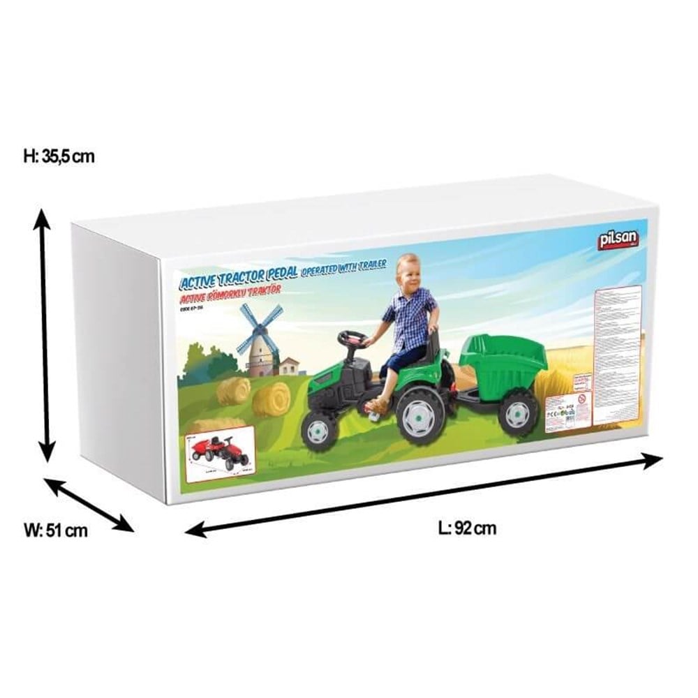 Pilsan Active Pedallı Römorklu Traktör Kırmızı Pilsan PLS 07 316 K