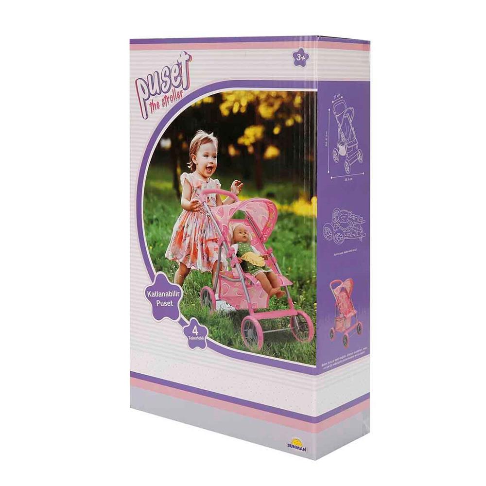Çilek Desenli 4 Tekerlekli Metal Puset	 Sunman 18801
