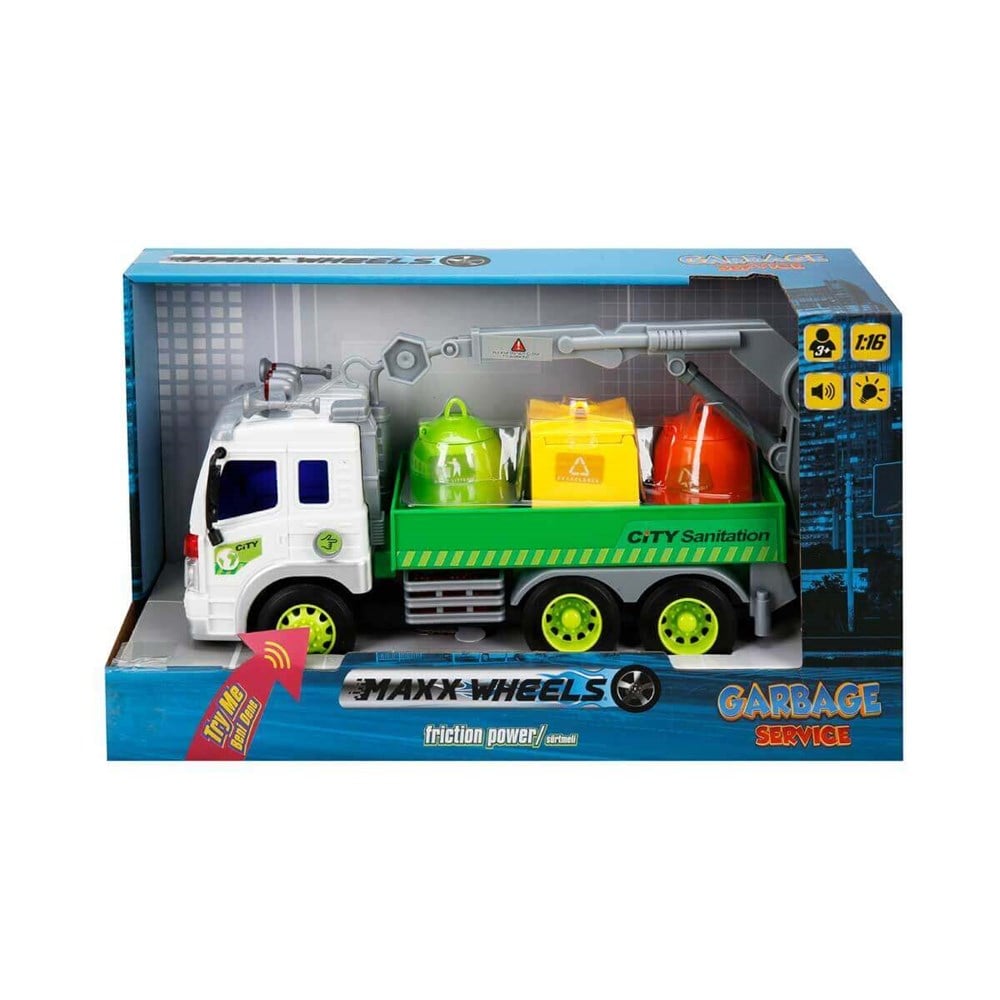 Maxx Wheels 1:16 Sesli ve Işıklı Geri Dönüşüm Kamyonları Sunman S00013078