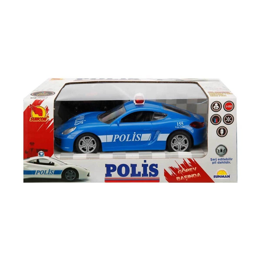 Uzaktan Kumandalı 1:20 USB Şarjlı Işıklı Polis Arabası 20 Cm Sunman S00020355