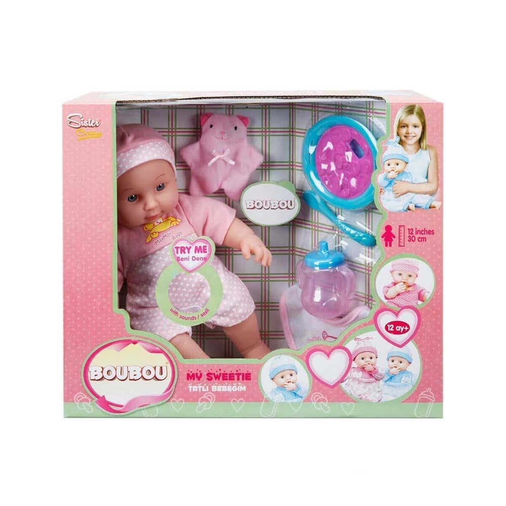 Boubou Sesli Tatlı Bebeğim 30 Cm Pembe Sunman S010015360