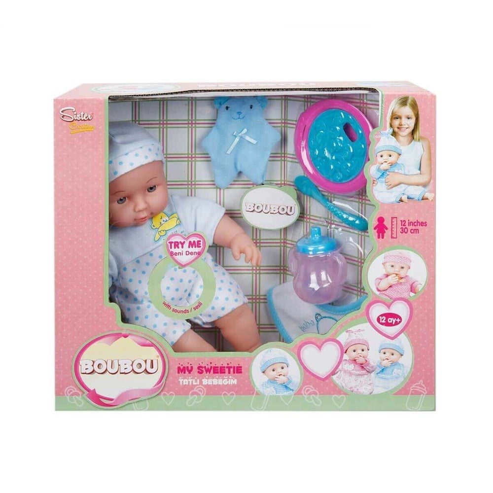 Boubou Sesli Tatlı Bebeğim 30 Cm Mavi Sunman S010015360 M