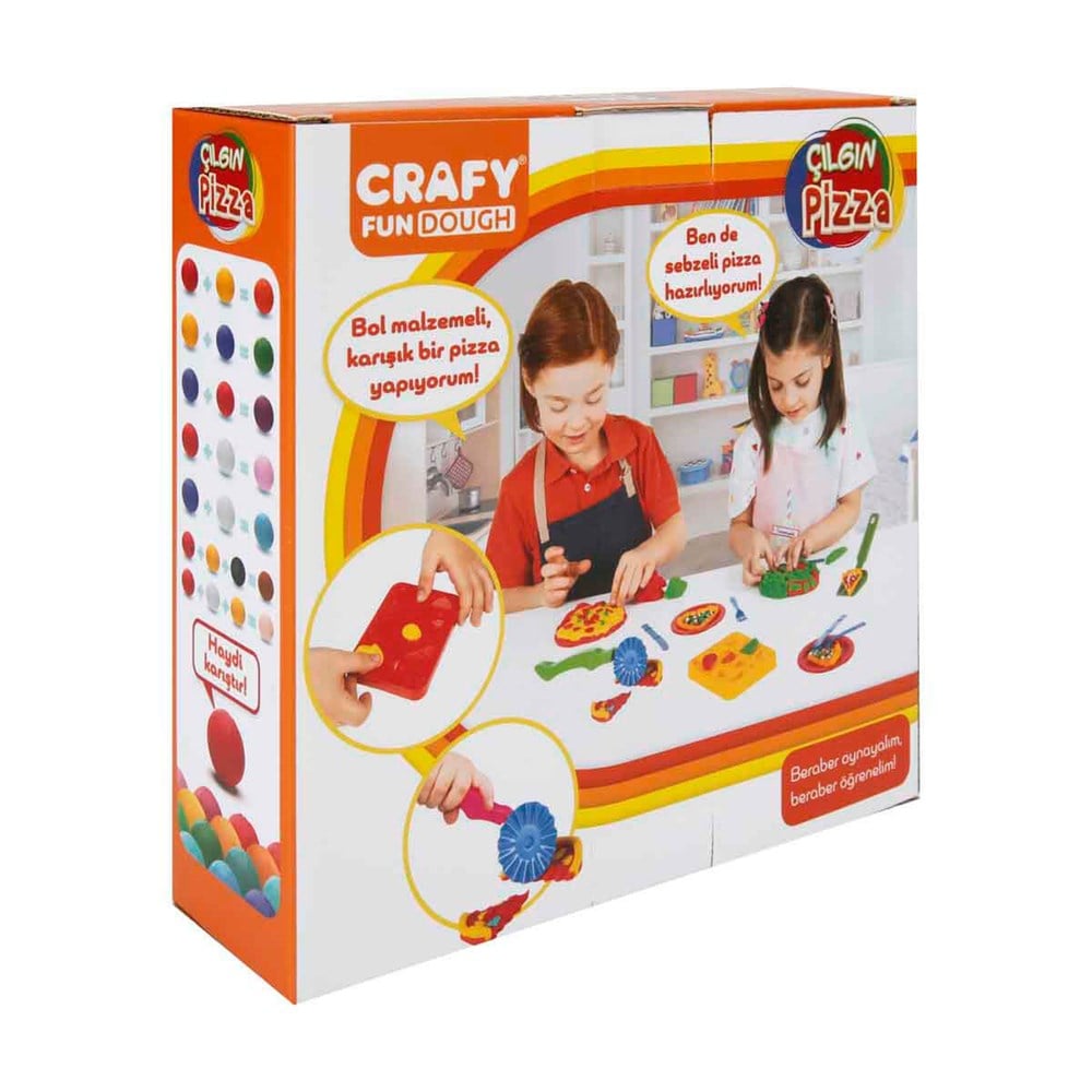 Crafy Çılgın Pizza Oyun Hamuru Seti 200 Gr. 10 Parça Sunman S01002012