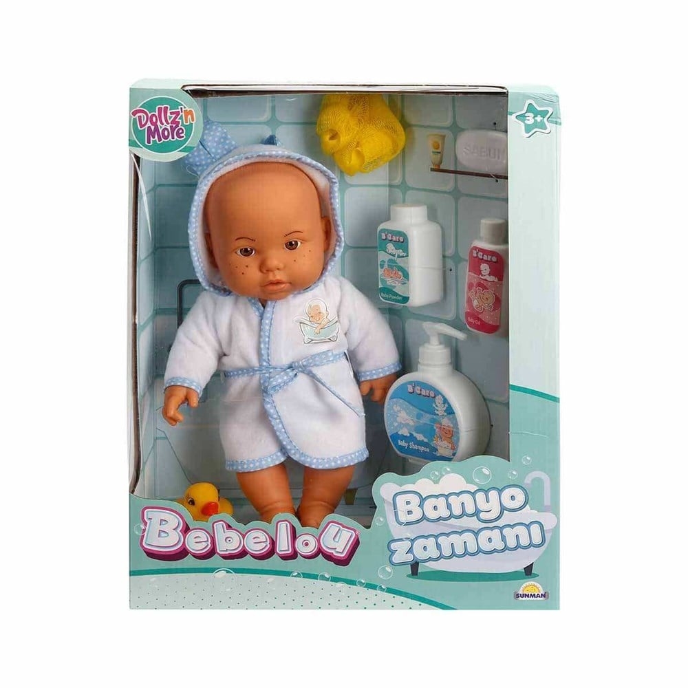 Bebelou Banyo Zamanı Bebek Seti Mavi 35 Cm Sunman S01030031 M