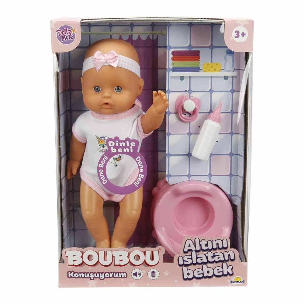 Boubou Altını Islatan Konuşan Bebek Seti Pembe 30 Cm Sunman S02030121 P