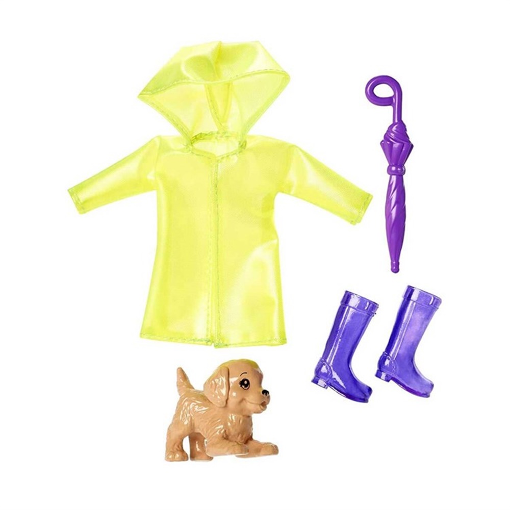 BARBIE CHELSEA NIN SEVIMLI AKSESUARLARI YESIL YAGMURLUK FXN69 Toystop FXN71