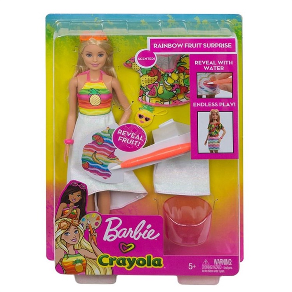 BARBIE CRAYOLA MEYVELI TASARIM BEBEGI GBK17-GBK18 Toystop GBK18