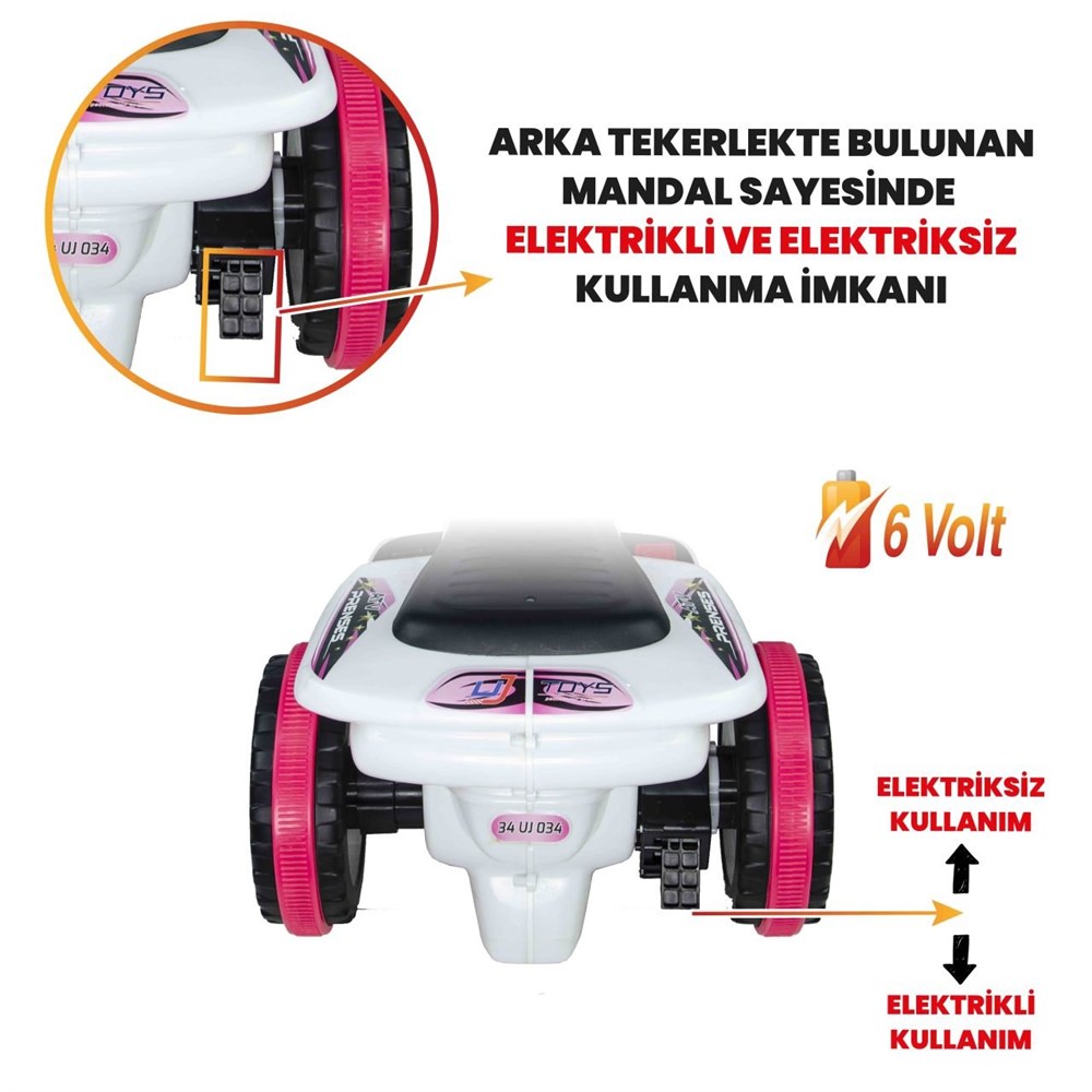 UJ Toys Akülü Atv 6V Safari Beyaz Prenses UJ Toys UJ SP001