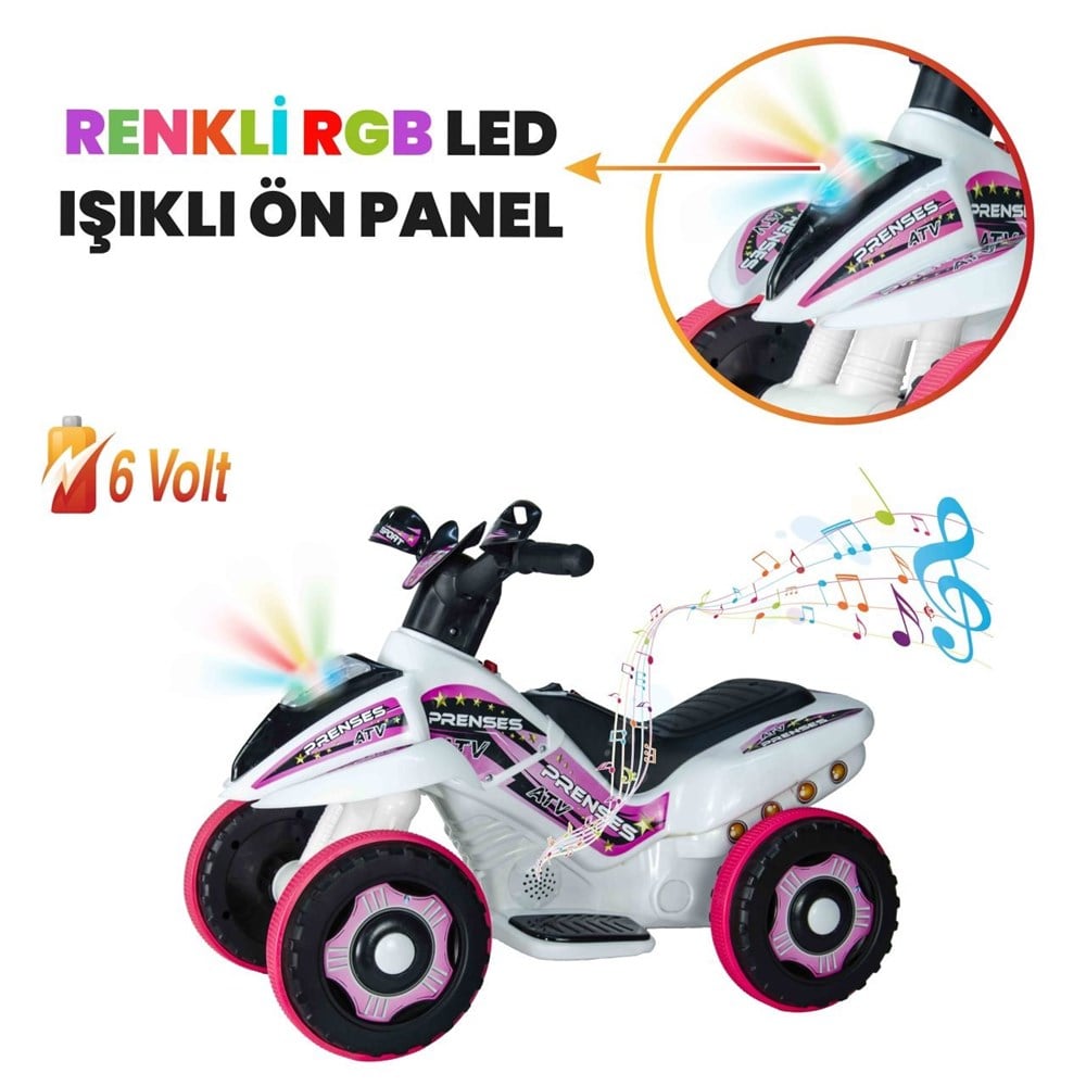 UJ Toys Akülü Atv 6V Safari Beyaz Prenses UJ Toys UJ SP001