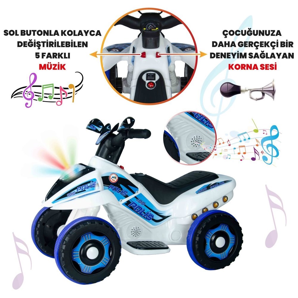 UJ Toys ATV Beyaz Polis 6V UJ Toys UJ SP004