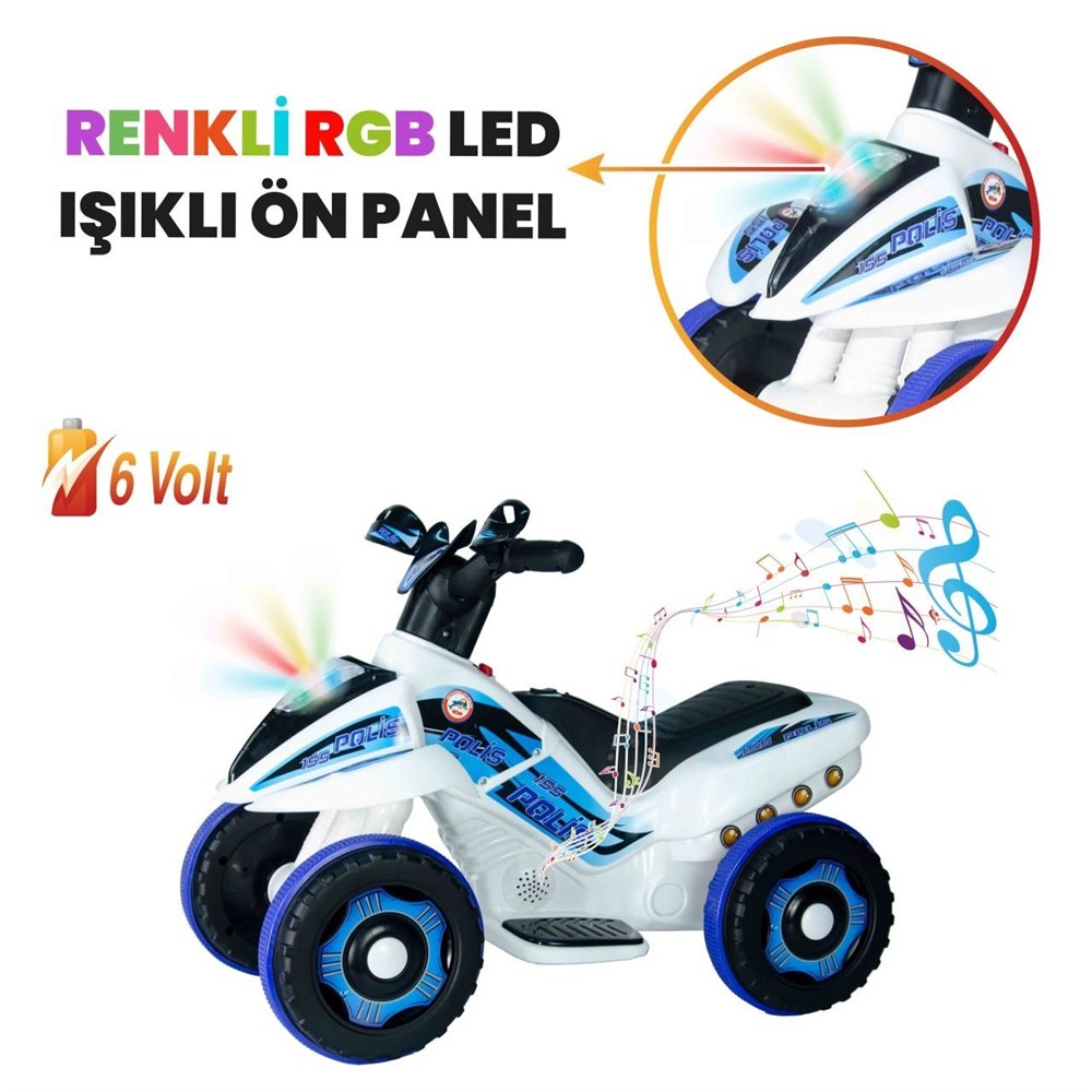 UJ Toys ATV Beyaz Polis 6V UJ Toys UJ SP004