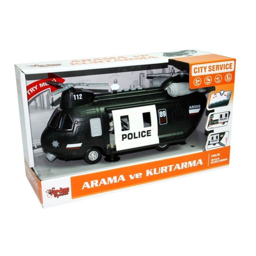 1:16 Sürtmeli Sesli Işıklı Arama ve Kurtarma Helikopteri Polis Vardem WY640B
