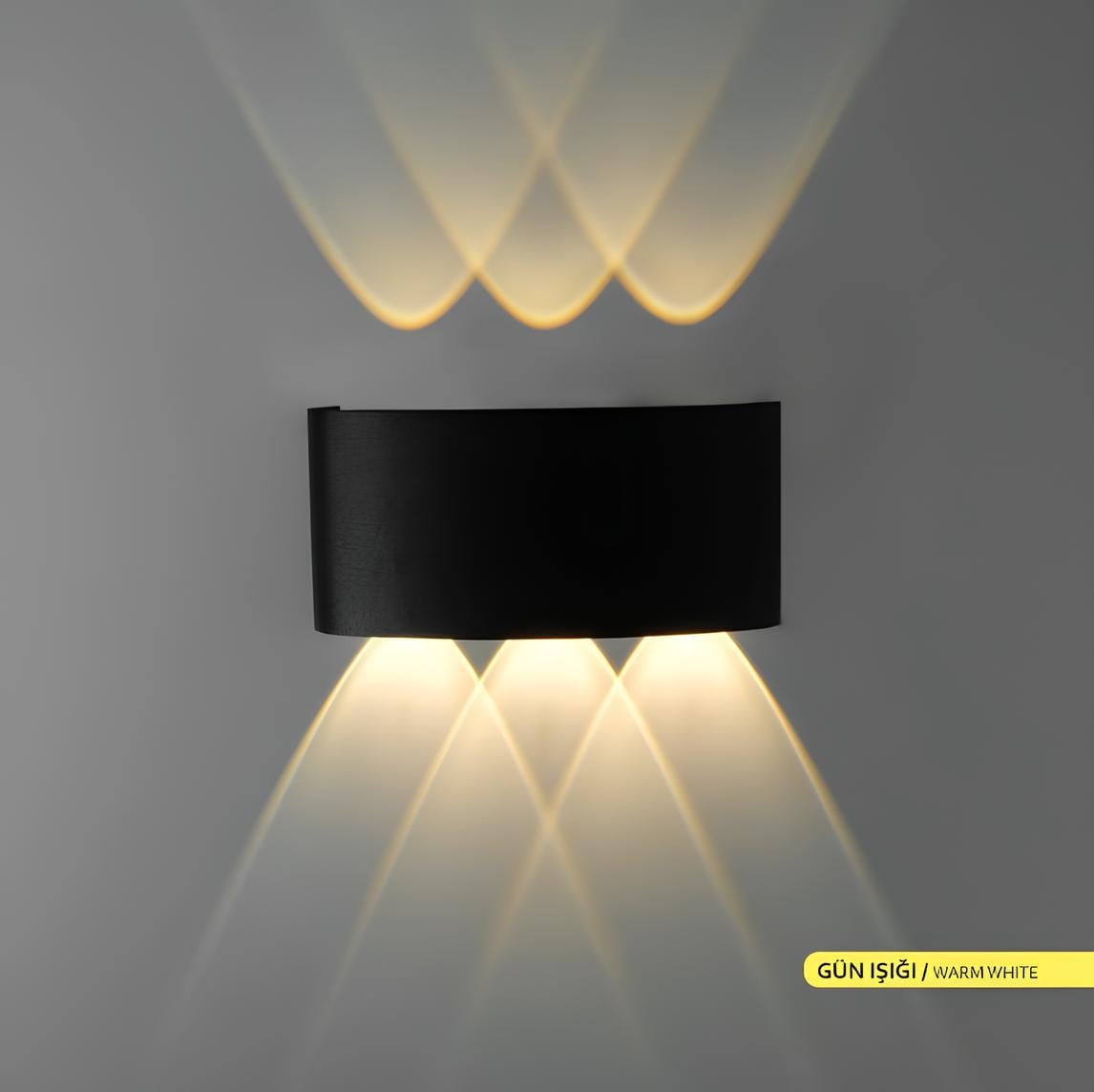 Ack 17 cm Çift Yönlü Led Duvar Apliği Siyah Kasa Gün Işığı AH07-07201