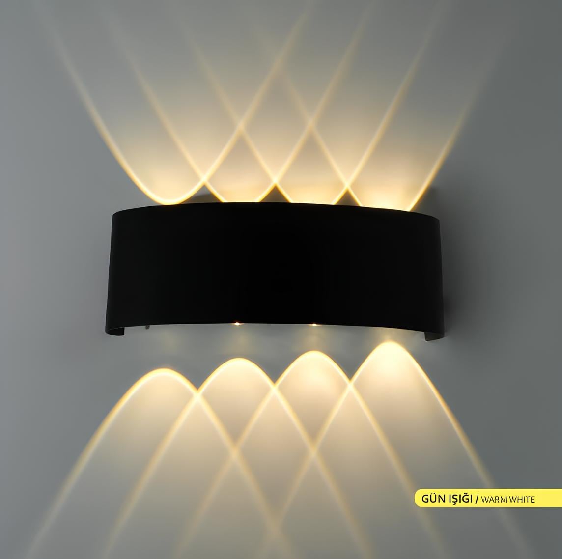 Ack 22 cm Çift Yönlü Led Duvar Apliği Siyah Kasa Gün Işığı AH07-07301