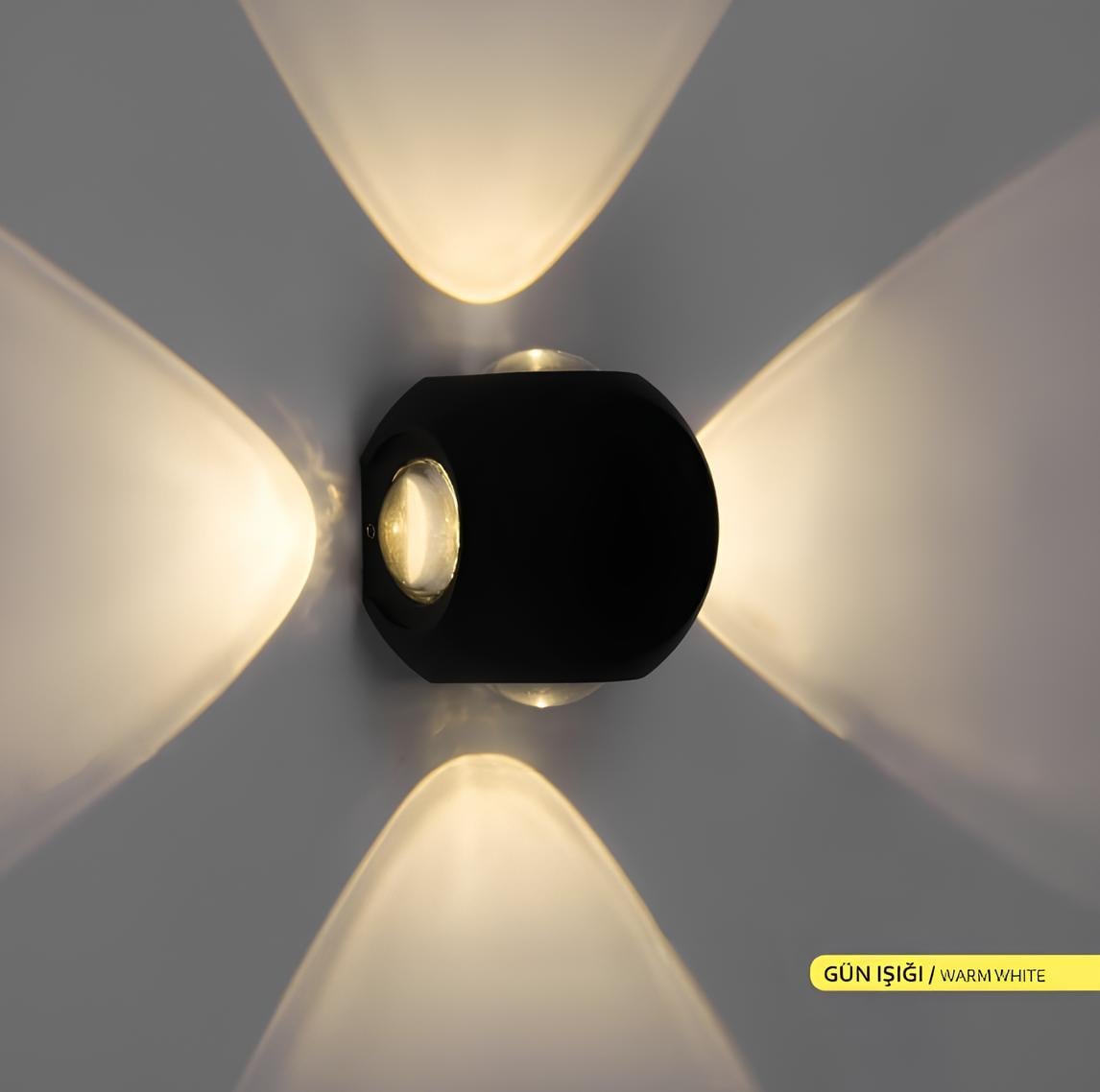 Ack 6 cm Çift Yönlü Led Duvar Apliği Siyah Kasa Gün Işığı AH07-07401