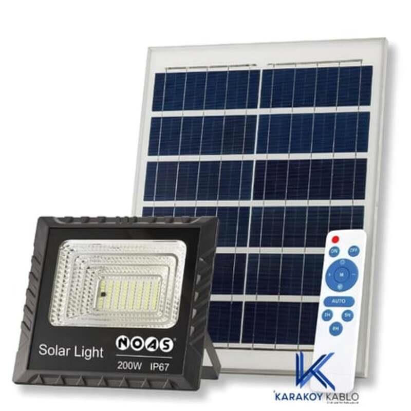 Noas 200 Watt Güneş Enerjili Solar Projektör Kumandalı Beyaz Işık YL71-0201-S