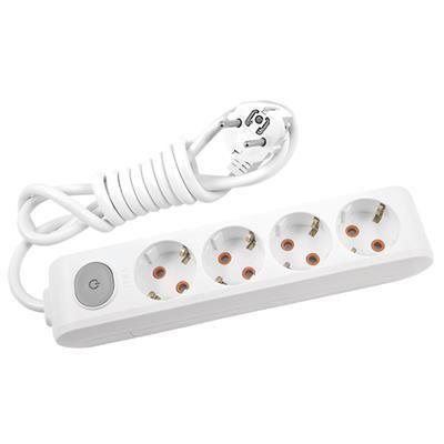 Viko Multi-let Dörtlü Priz Anahtarlı Topraklı Kablolu Ç. K. 2 Metre Beyaz